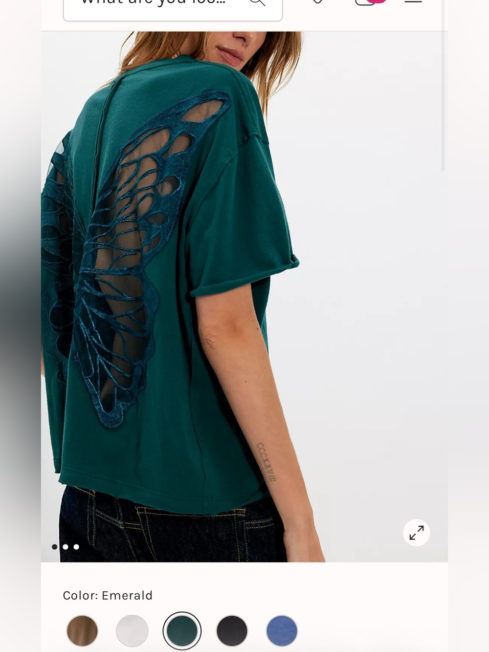 Trixie Fix Free People NEW Emerald Green Short Sleeve Top with Sheer 🦋